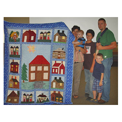 Presenting Quilt to the Family